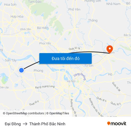 Đại Đồng to Thành Phố Bắc Ninh map