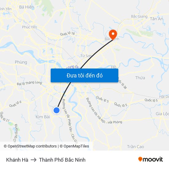 Khánh Hà to Thành Phố Bắc Ninh map