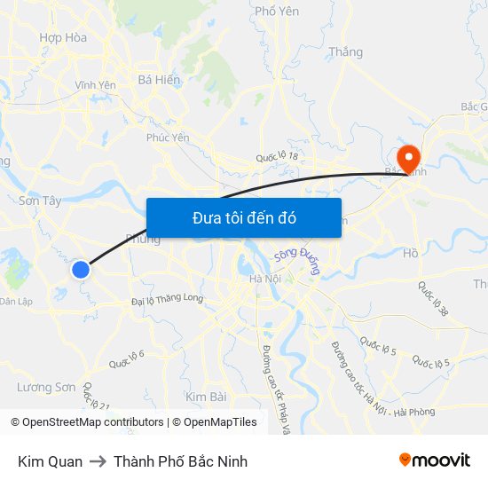 Kim Quan to Thành Phố Bắc Ninh map