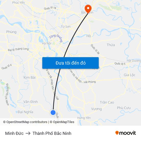 Minh Đức to Thành Phố Bắc Ninh map