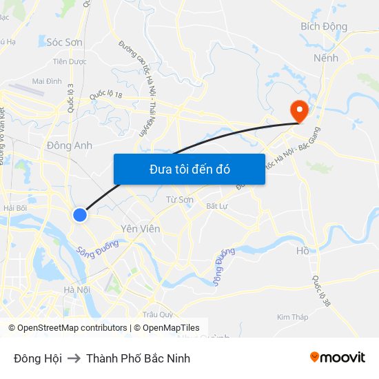 Đông Hội to Thành Phố Bắc Ninh map