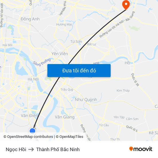 Ngọc Hồi to Thành Phố Bắc Ninh map