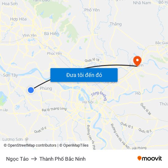 Ngọc Tảo to Thành Phố Bắc Ninh map