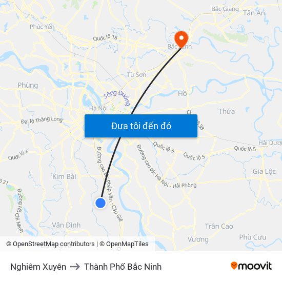 Nghiêm Xuyên to Thành Phố Bắc Ninh map