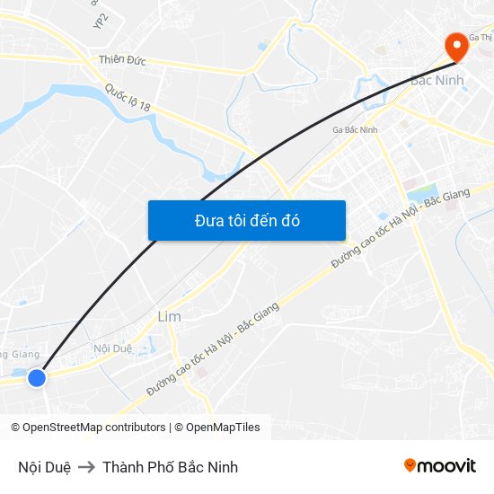 Nội Duệ to Thành Phố Bắc Ninh map