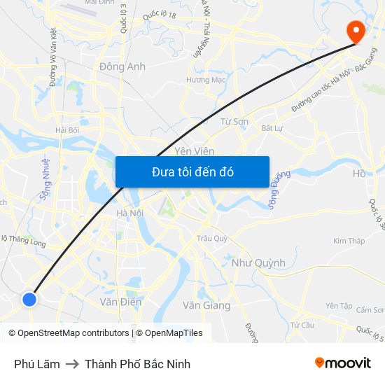 Phú Lãm to Thành Phố Bắc Ninh map