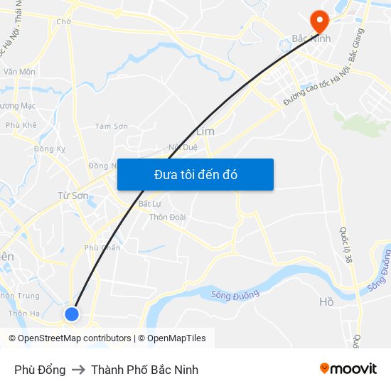 Phù Đổng to Thành Phố Bắc Ninh map