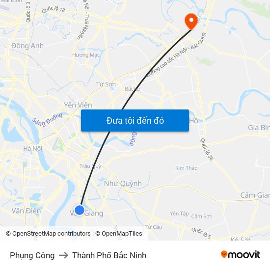 Phụng Công to Thành Phố Bắc Ninh map