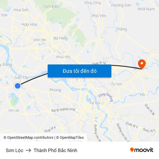 Sơn Lộc to Thành Phố Bắc Ninh map