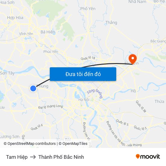 Tam Hiệp to Thành Phố Bắc Ninh map