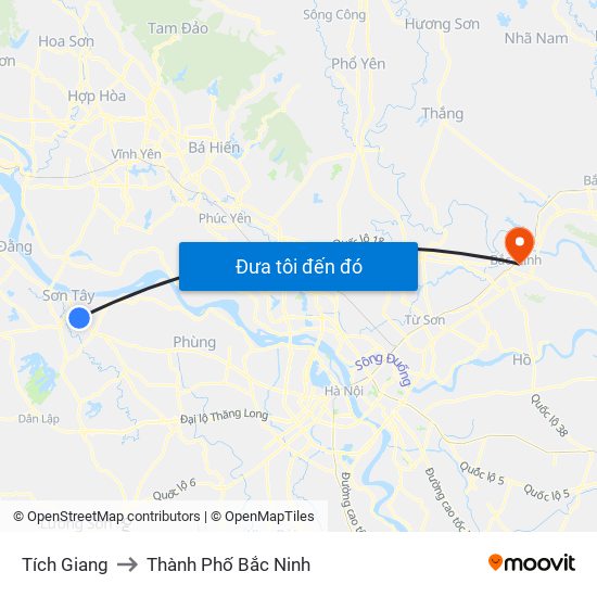 Tích Giang to Thành Phố Bắc Ninh map