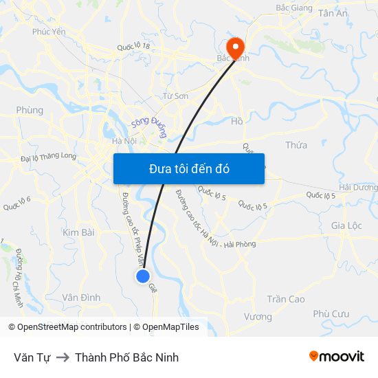 Văn Tự to Thành Phố Bắc Ninh map