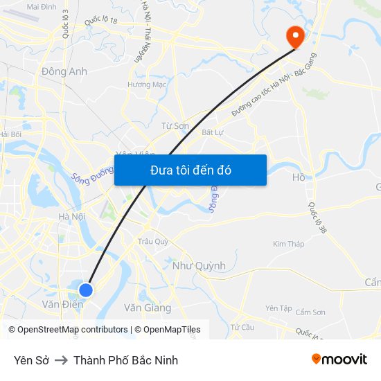 Yên Sở to Thành Phố Bắc Ninh map