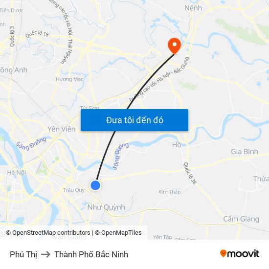 Phú Thị to Thành Phố Bắc Ninh map