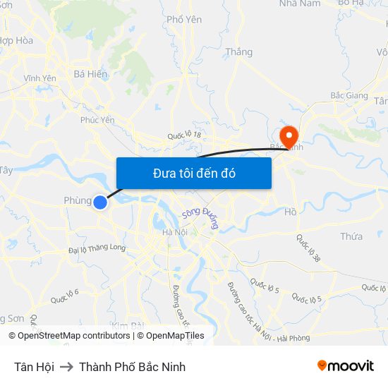 Tân Hội to Thành Phố Bắc Ninh map