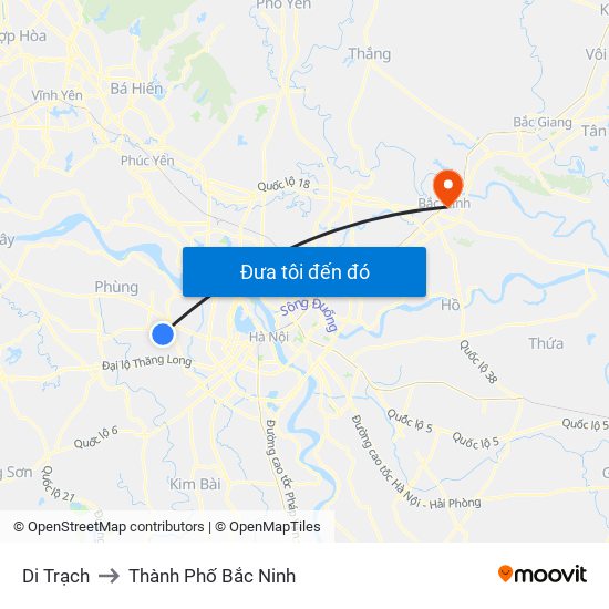 Di Trạch to Thành Phố Bắc Ninh map