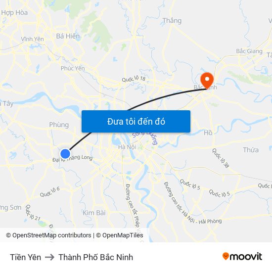 Tiền Yên to Thành Phố Bắc Ninh map