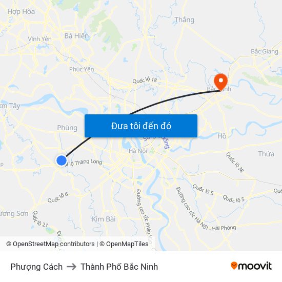 Phượng Cách to Thành Phố Bắc Ninh map