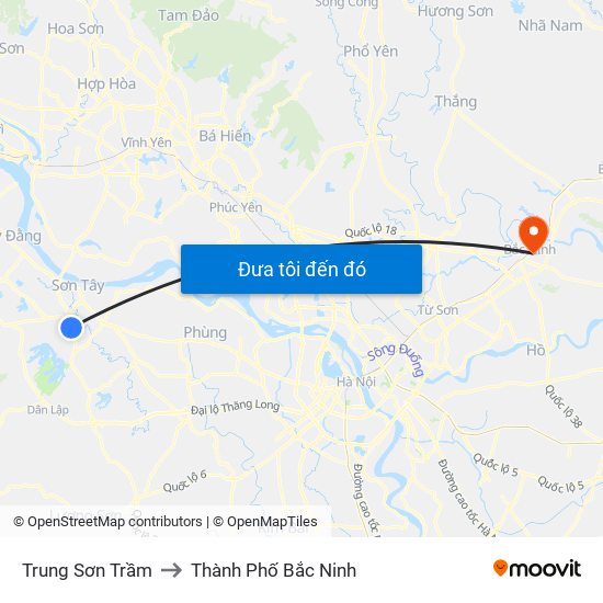 Trung Sơn Trầm to Thành Phố Bắc Ninh map