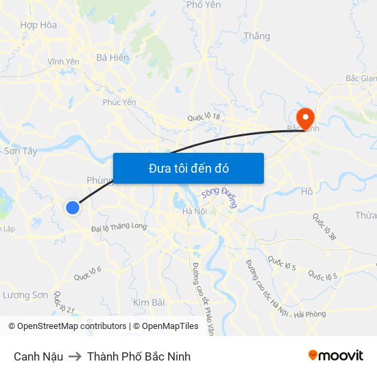 Canh Nậu to Thành Phố Bắc Ninh map