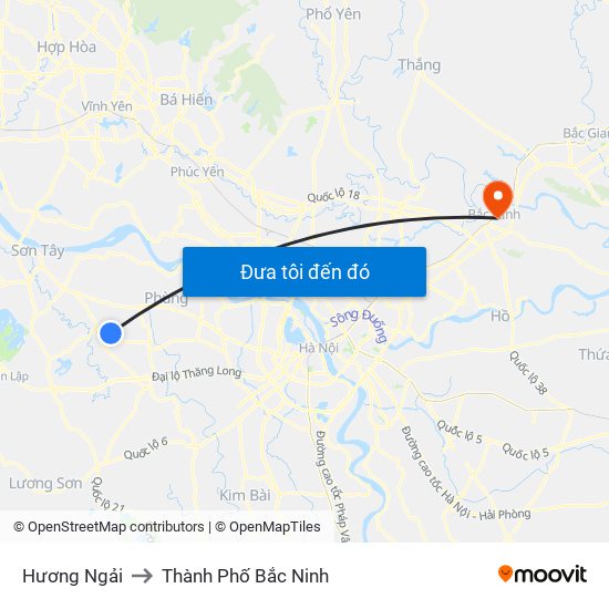 Hương Ngải to Thành Phố Bắc Ninh map
