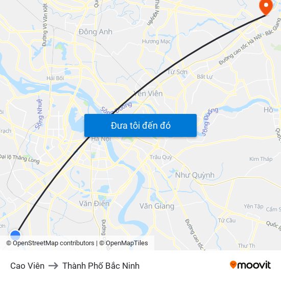 Cao Viên to Thành Phố Bắc Ninh map