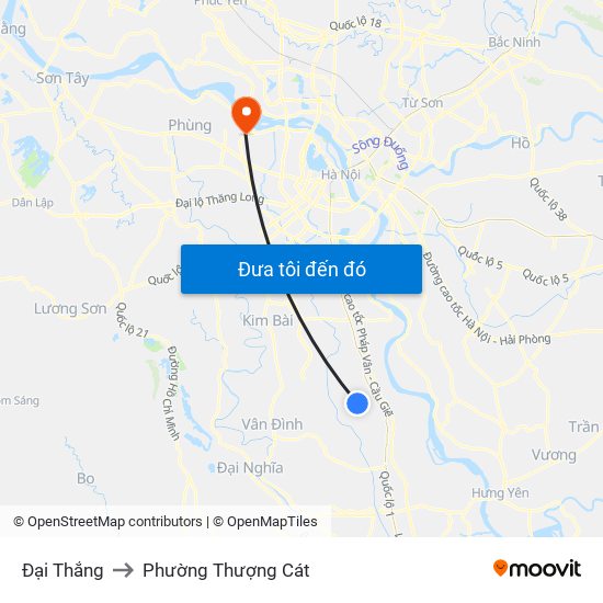 Đại Thắng to Phường Thượng Cát map