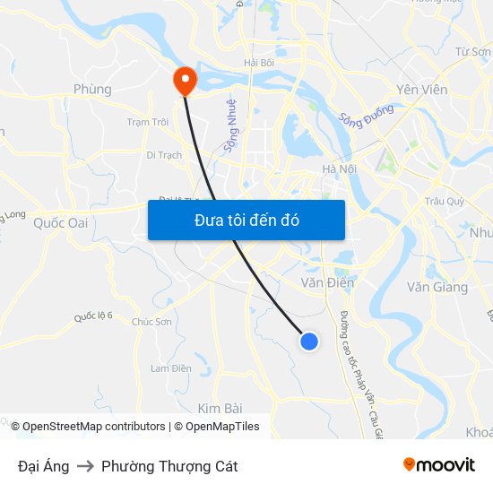 Đại Áng to Phường Thượng Cát map