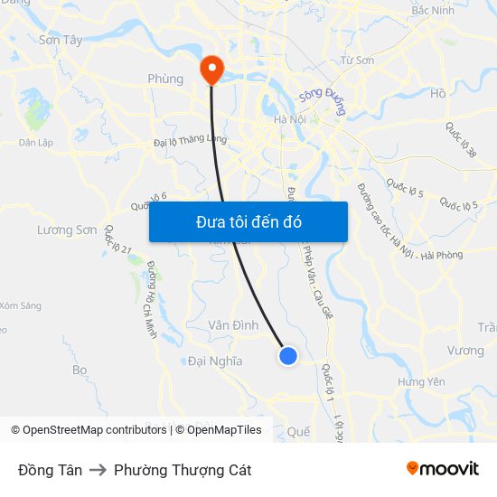 Đồng Tân to Phường Thượng Cát map