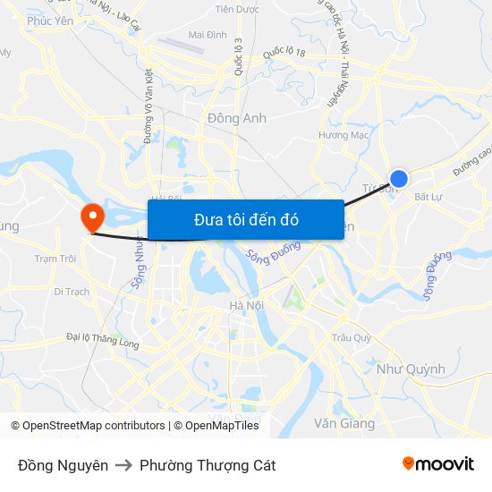Đồng Nguyên to Phường Thượng Cát map