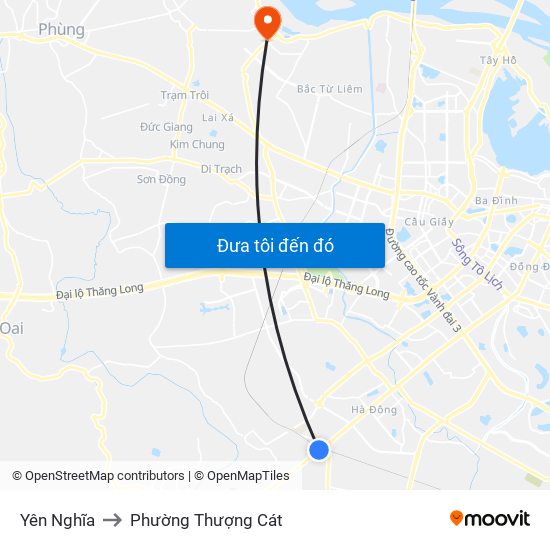 Yên Nghĩa to Phường Thượng Cát map