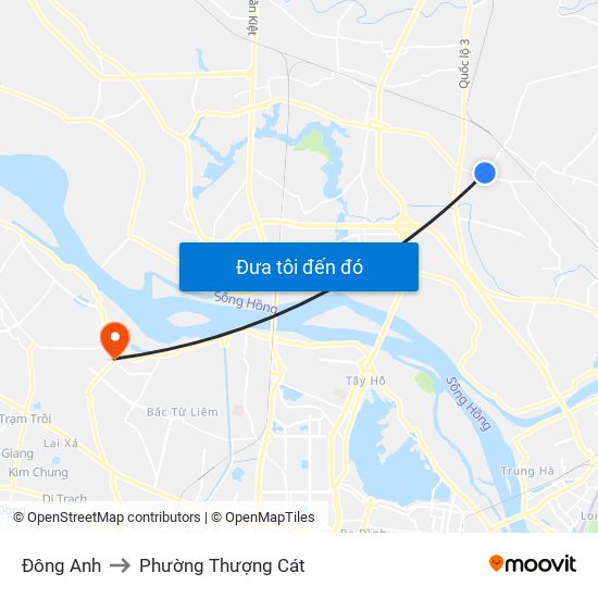 Đông Anh to Phường Thượng Cát map