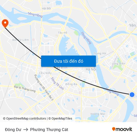 Đông Dư to Phường Thượng Cát map