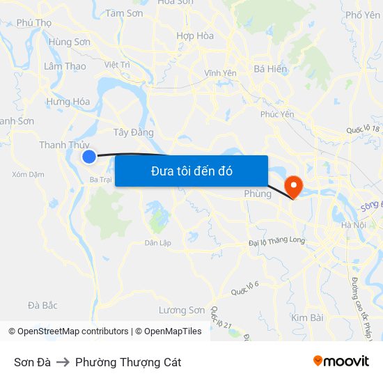 Sơn Đà to Phường Thượng Cát map