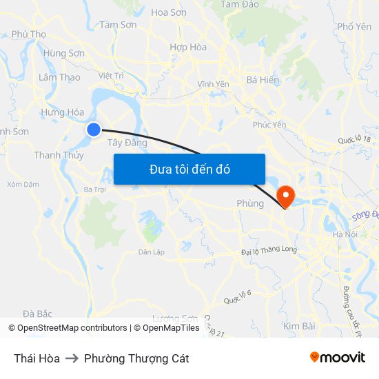 Thái Hòa to Phường Thượng Cát map