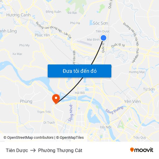 Tiên Dược to Phường Thượng Cát map