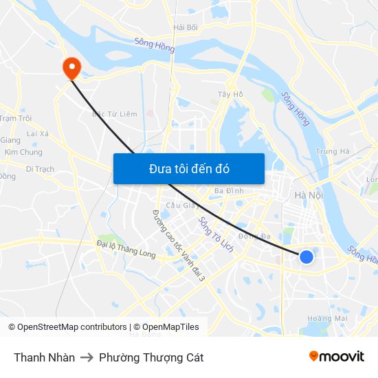 Thanh Nhàn to Phường Thượng Cát map