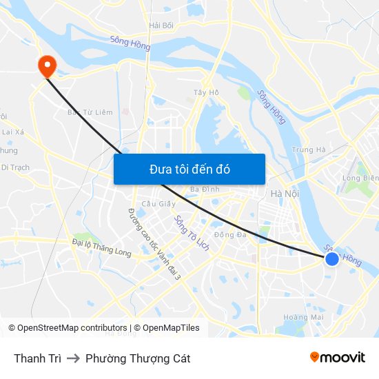 Thanh Trì to Phường Thượng Cát map