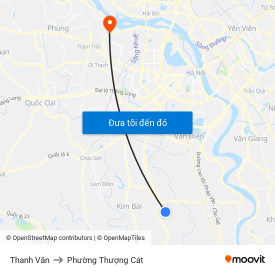 Thanh Văn to Phường Thượng Cát map