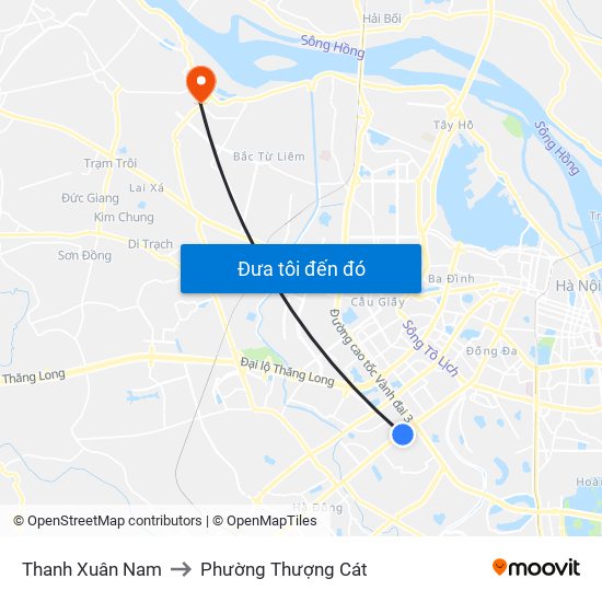 Thanh Xuân Nam to Phường Thượng Cát map