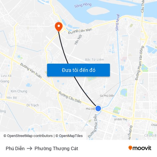 Phú Diễn to Phường Thượng Cát map