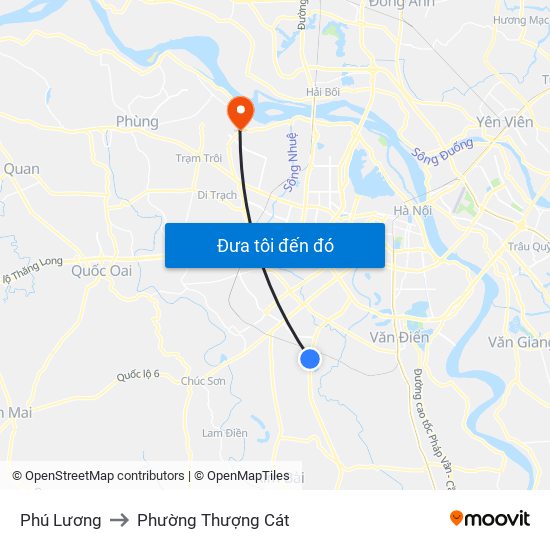 Phú Lương to Phường Thượng Cát map