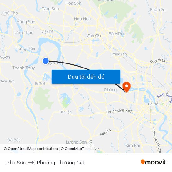 Phú Sơn to Phường Thượng Cát map