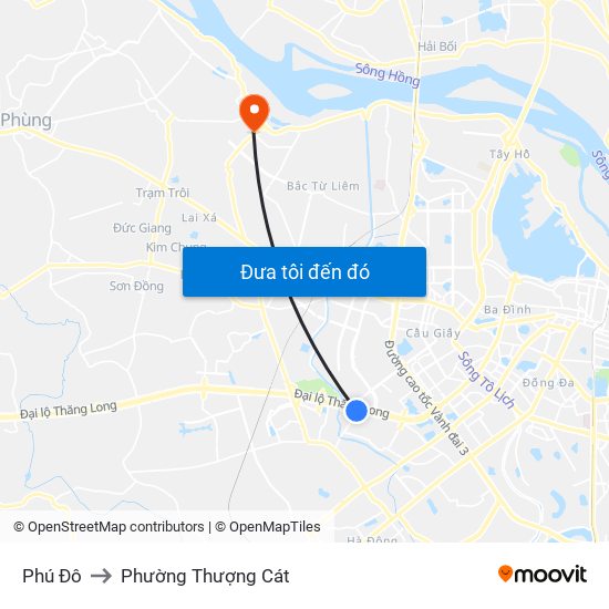 Phú Đô to Phường Thượng Cát map