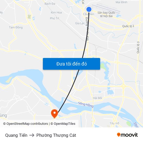 Quang Tiến to Phường Thượng Cát map