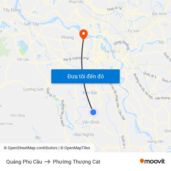 Quảng Phú Cầu to Phường Thượng Cát map