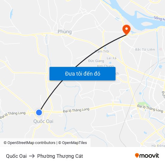 Quốc Oai to Phường Thượng Cát map