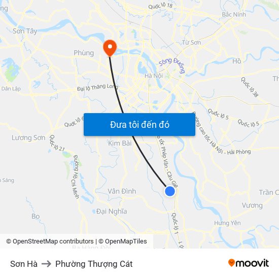 Sơn Hà to Phường Thượng Cát map