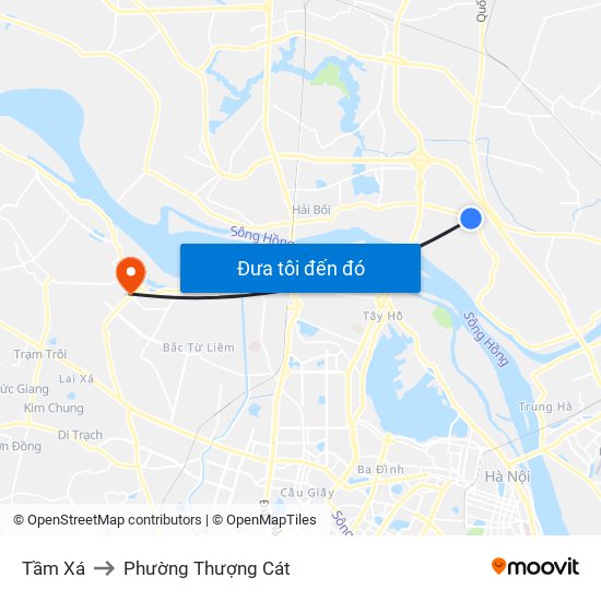 Tầm Xá to Phường Thượng Cát map