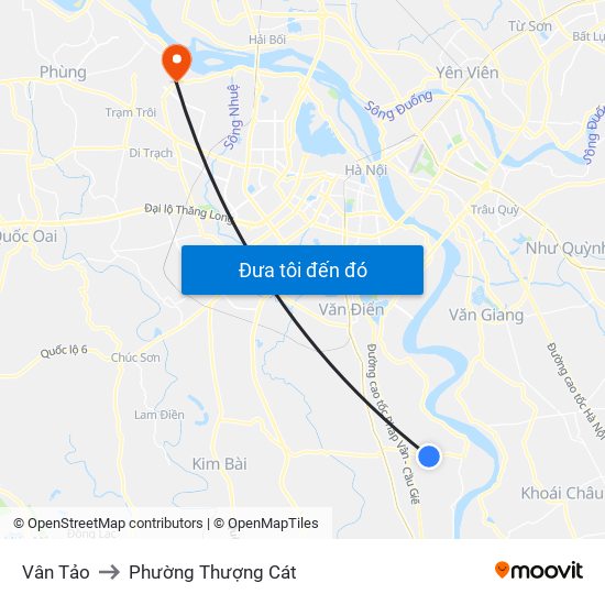 Vân Tảo to Phường Thượng Cát map